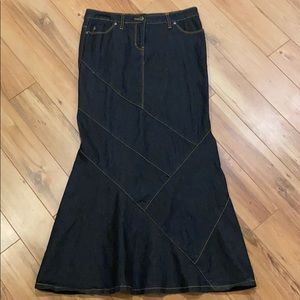 Long denim skirt